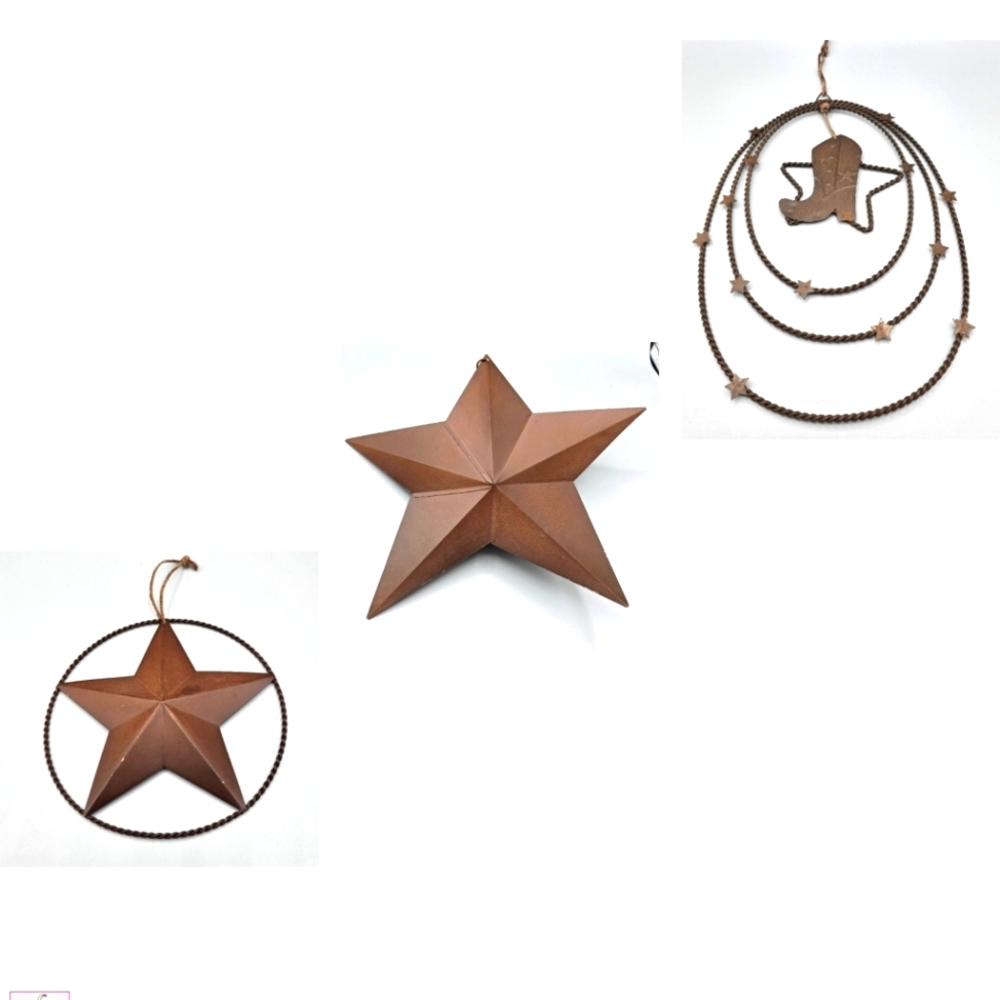 Rustic Brown Metal Wall Decor Set